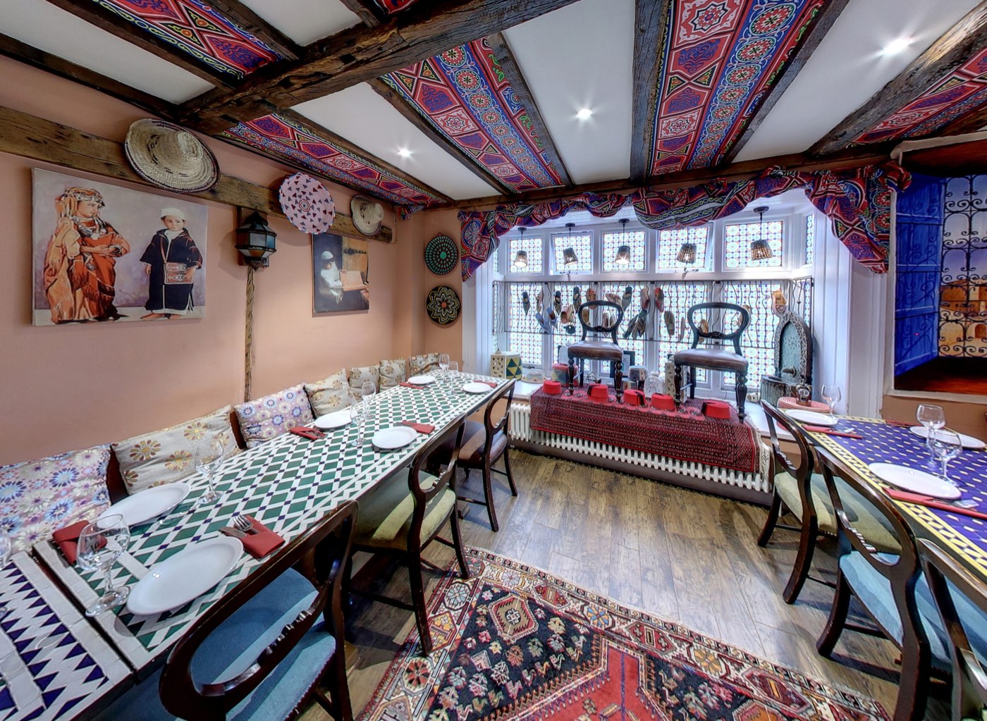 The ornate dining room at Tarboush Tring, Lebanese restaurant in Tring